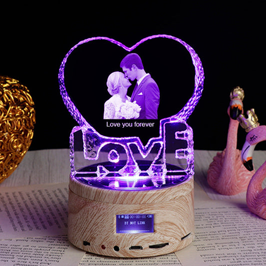 CrystalTune™ – Custom 3D Crystal Lamp with Bluetooth Music & LED Light