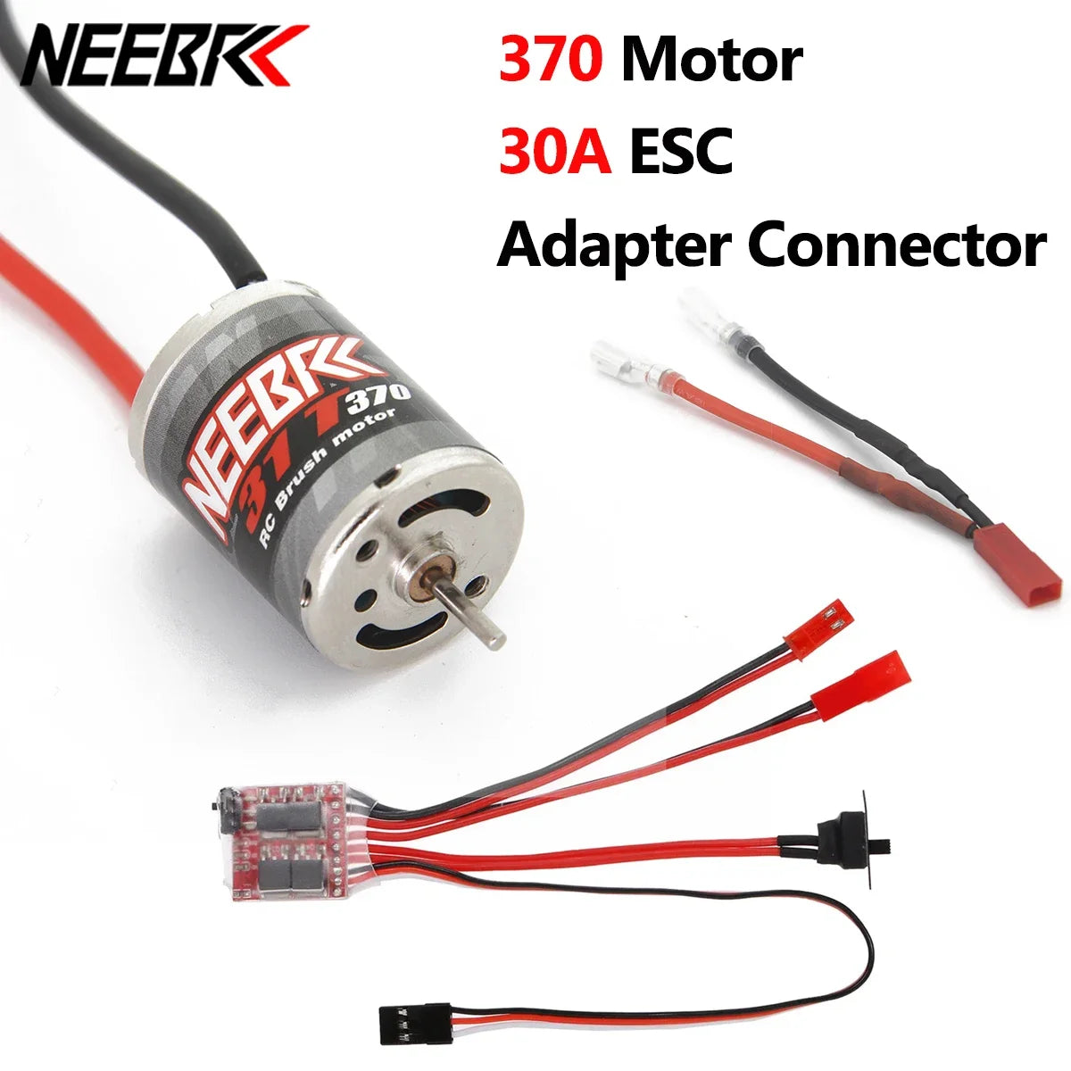 NEEBRC 370 380 390 Brushed Motor 30A ESC Brake Dual Way Adapter Connection Cable Combo for 1/16 1/18 1/24 RC Mini Car Boat Parts