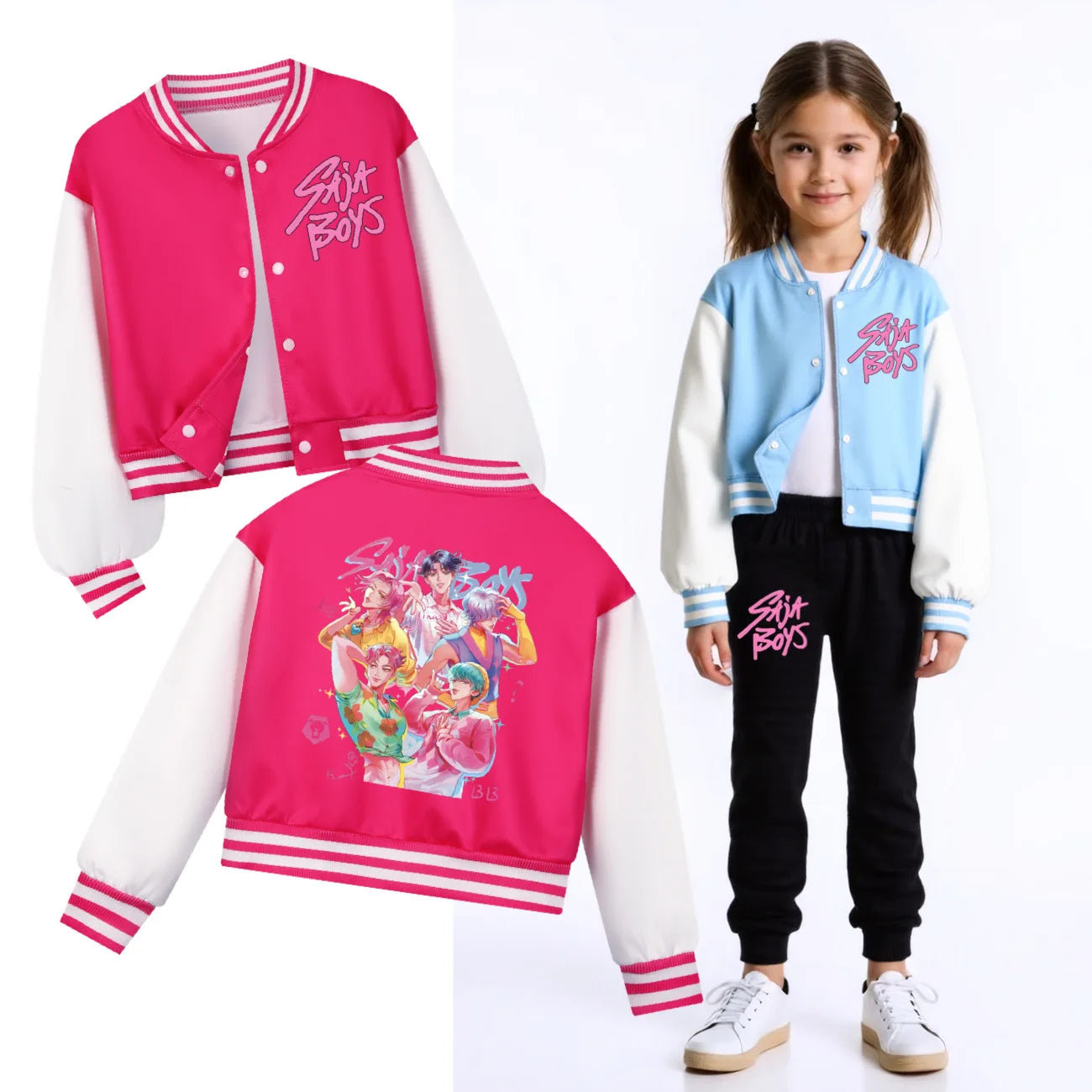 KPop Demon Hunters Kids Huntrix SAJABOYS Clothes Boys Baseball Uniform Spring Autumn Girls Baby Casual Hoodies Children Costume