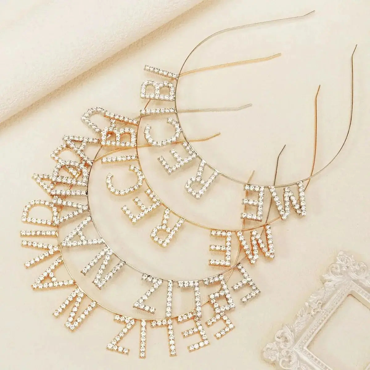 FELIZ NAVIDAD Christmas Alphabet Hair Band Sparkling Rhinestone Handmade Crown Tiara Party Headwear For Women and Girls