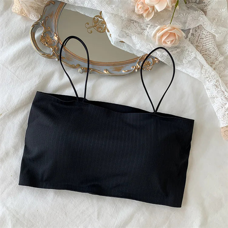 Tube Top Bras For Women Strapless Sexy Seamless Underwear Summer Crop Tops Sexy Lingerie Ice Silk Bandeau Bra Removable Pads