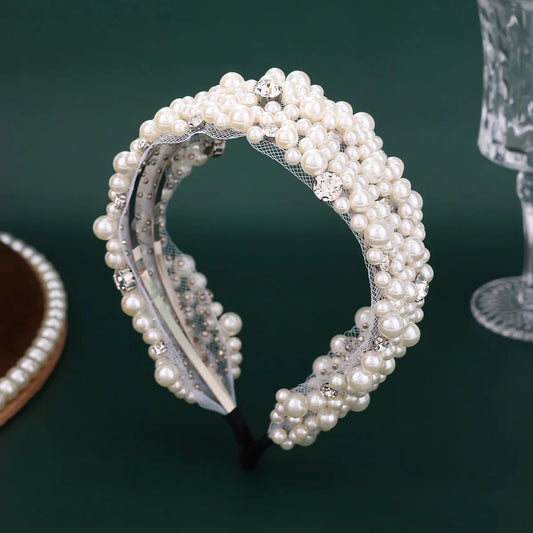 Wedding Bridal Pearl Headband Bride Hair Accessories Elegant Headpiece Women Hair Band Jewelry Party Hairwear