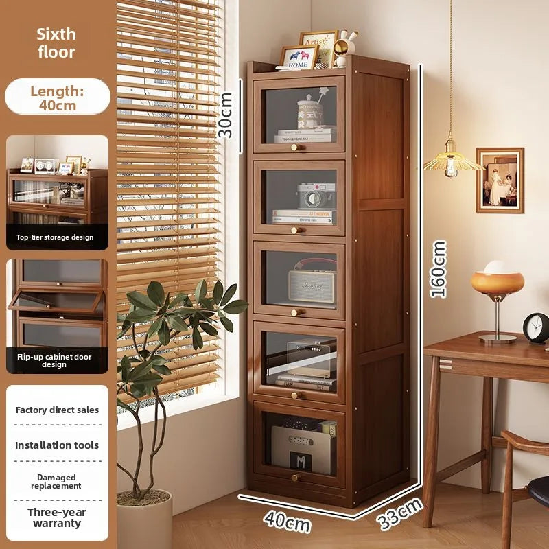 Multi-functional BambooBookcase LargeCapacity Wooden Bookshelf Storage Cabinet Display Rack Home Furniture for Living RoomOffice