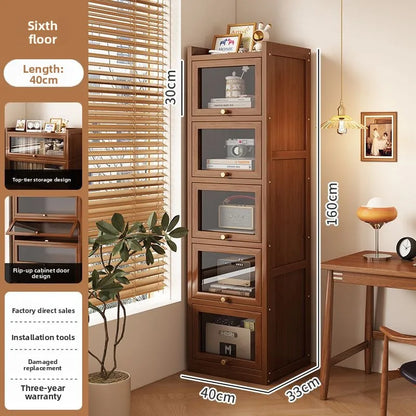 Multi-functional BambooBookcase LargeCapacity Wooden Bookshelf Storage Cabinet Display Rack Home Furniture for Living RoomOffice