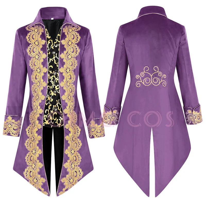 Halloween Men's Medieval court lace tailcoat punk retro coat men's clothing