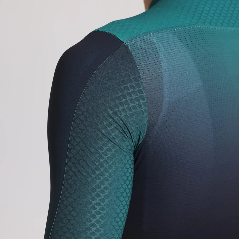 YKYW Men's Short Sleeve Cycling Jersey Summer Quick Drying Wear-resistant Breathable Gradient Bicycle Jersey Road Bike Shirts