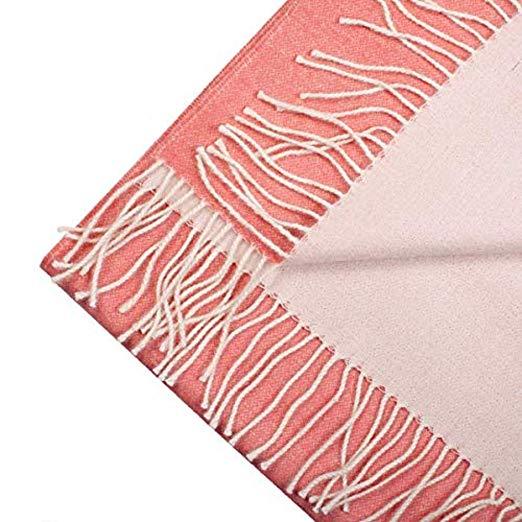 Alpaca wool white-pink double sided scarf