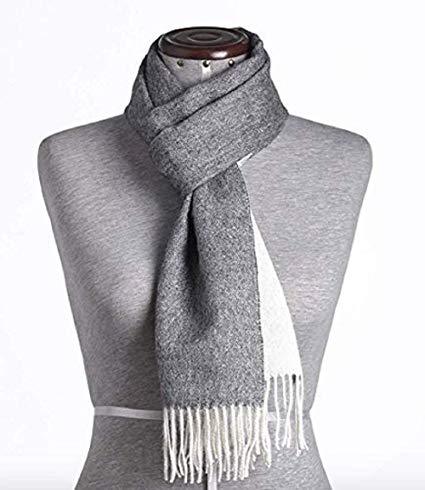 Alpaca wool grey-white double sided scarf