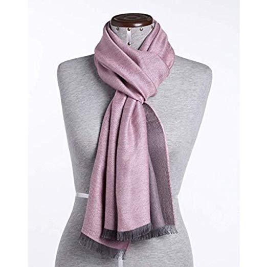 Alpaca wool and silk double face pink shawl