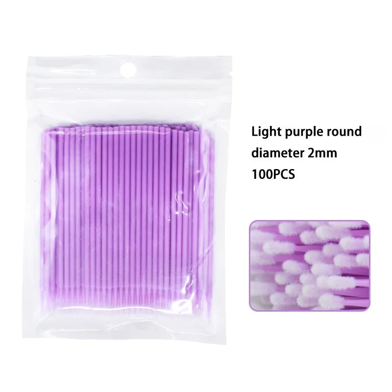 100PCS Disposable Eyelash Cleaning Brush Extension Micro Cotton Swab Eyelashes Microbrush Beauty Makeup Clean Remover Tools