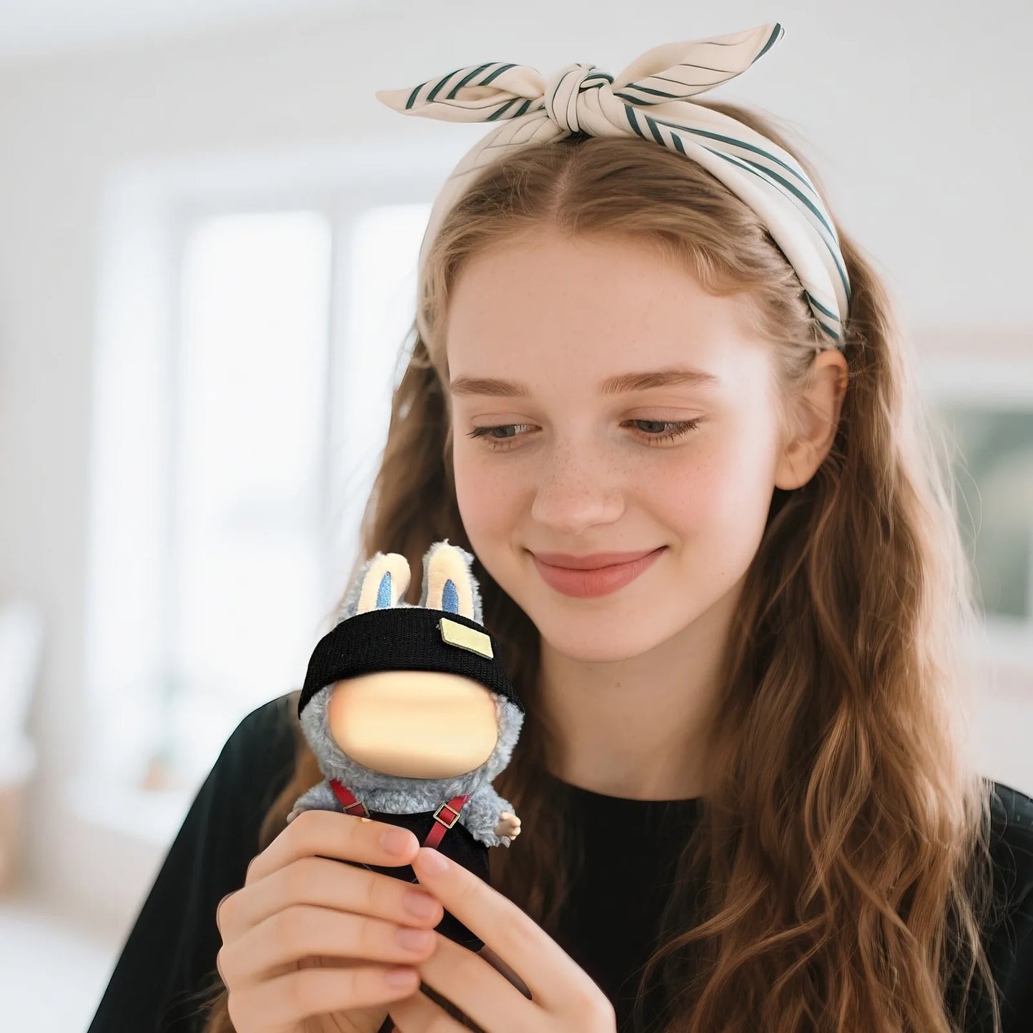 The First And Second Generation Baby Clothes 17cm Sitting Party Clothes Accessories Black Overalls & Headband Set