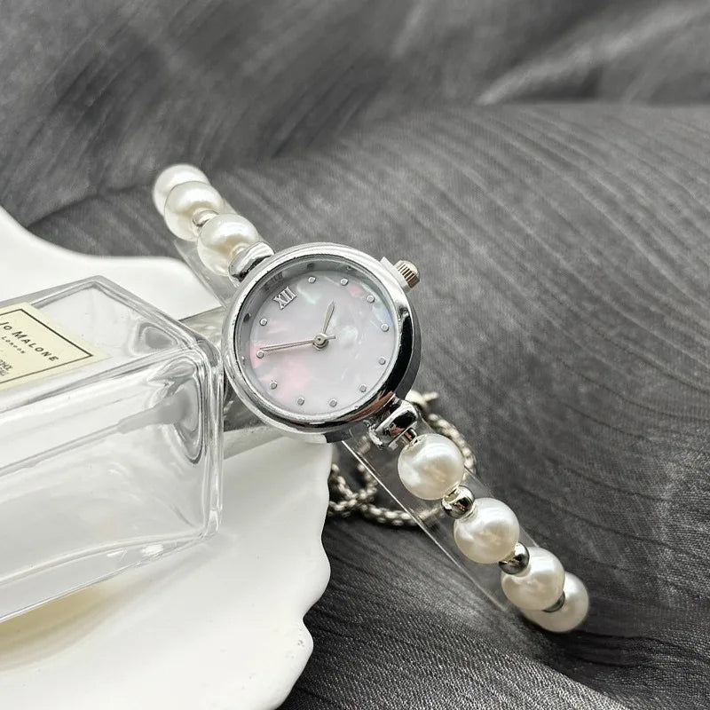 Luxury Adjustable Pearl Bracelet Quartz Watch for Women High-End Light Luxury Niche Market Elegant Timepiece can be customized