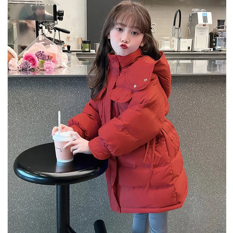 Girls Cotton Clothes 2025 Autumn and Winter New Childrens Clothing Korean Girls Baby Fashion Solid Color Down Cotton Clothes