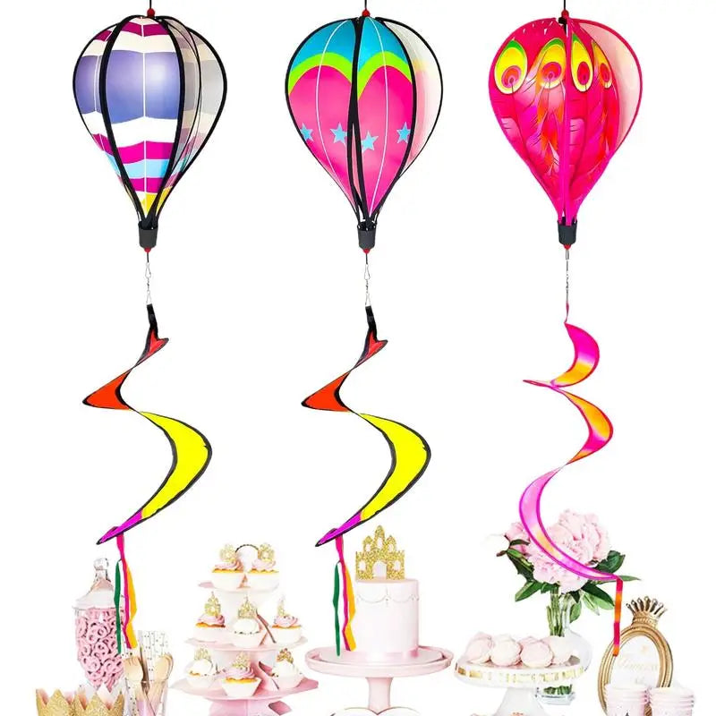 Hot Air Balloon Wind Spinners Colorful 3 Pieces Wind Spinners Garden Decorations For Lawn Patio Seasonal Decor Autumn Easter