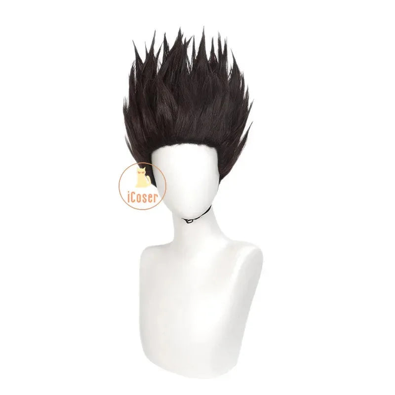 asdh8@Anime Sakamoto Days Heisuke Mashimo Cosplay Wig Spiky Dark Brown Hair Halloween Party for Women Men Boys Props Carnival iC