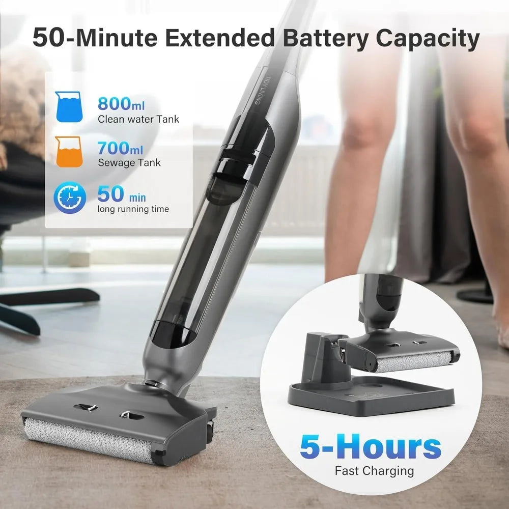 Pet Hair and Hard Floor Cordless Vacuum Cleaner and Mop Combo with Self-Cleaning, Aromatherapy, and 50-Minute Runtime for Home C