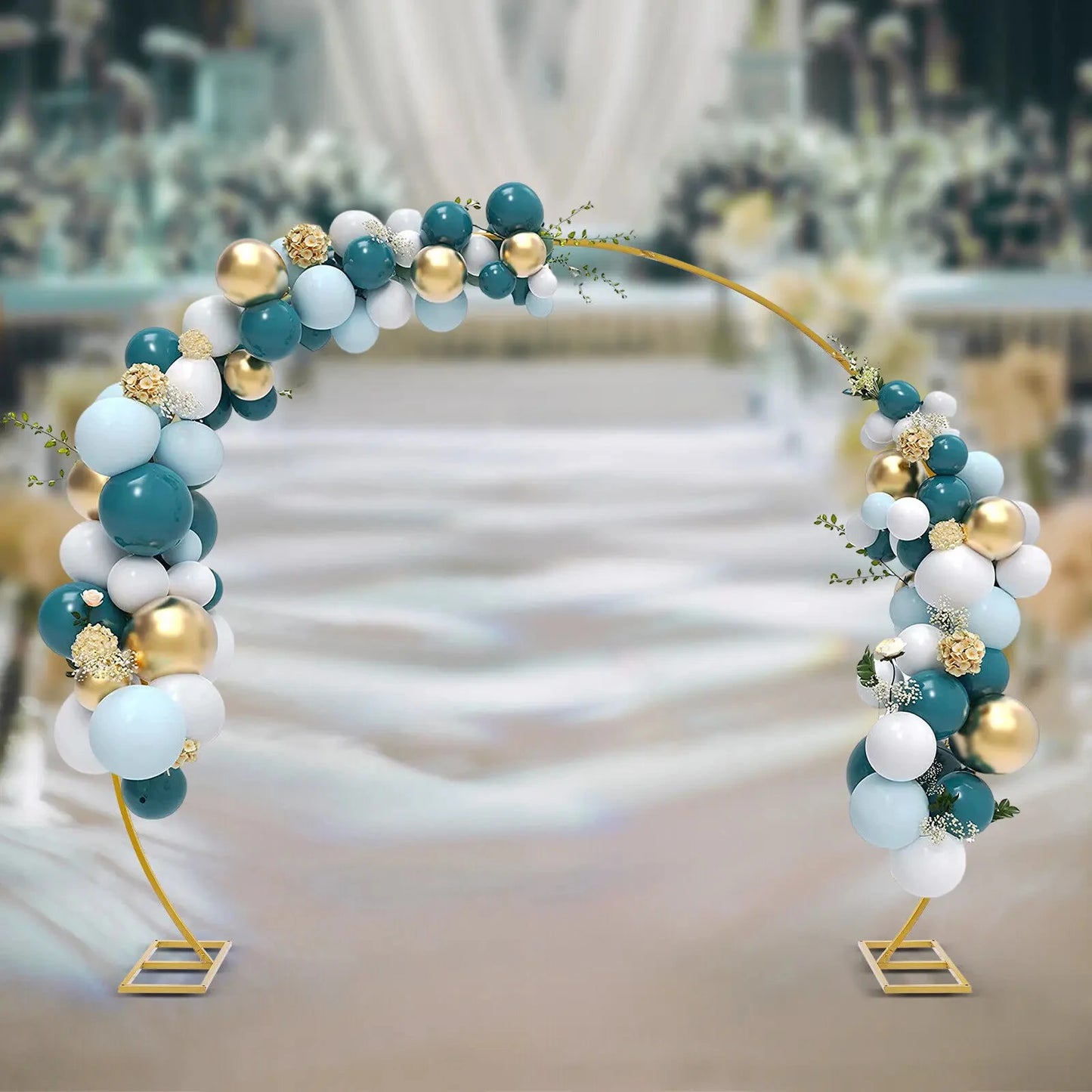 8ft/9.5ft White Round Metal Wedding Arch,Circle Balloon Arch Stand for Garden, Yard, Wedding, Bridal, Indoor Outdoor Party