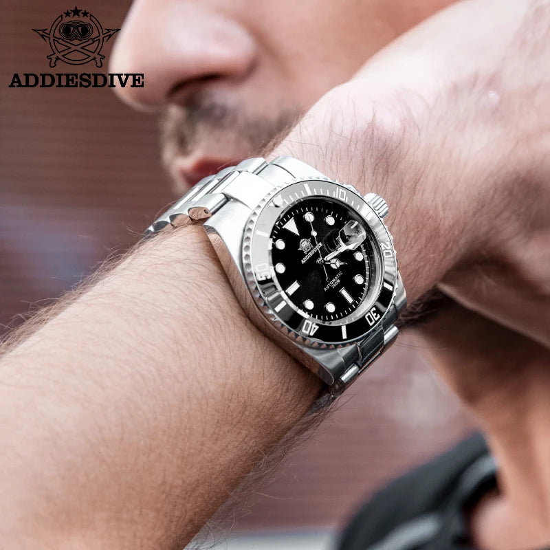 ADDIESDIVE NH35A Movement Automatic Watch Luminous 200m Diver Ceramic Bezel Sapphire Crystal 316L Steel Watch For Man Gift Clock