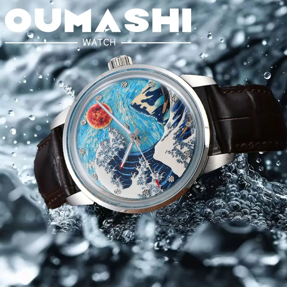 42mm men's watch Miyota8215 movement automatic mechanical watch giant wave dial mineral glass business men's waterproof watch