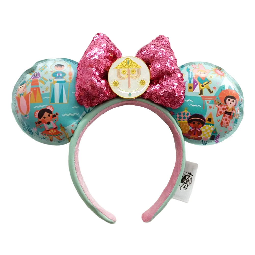 Disney Princess Mickey Mouse Headband Mickey Ear Rapunzel Snow White Sequin Bow Hair Hoop Gift Girl Accessories Christmas Gift