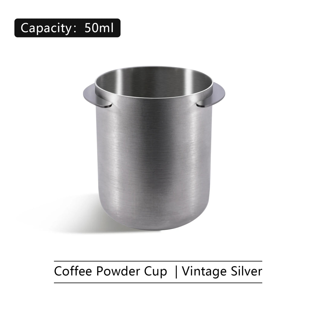 58mm Coffee Dosing Cup with Cleaning Brush Sniffing Mug for Espresso Machine Wear Resistant Stainless Steel Coffee Dosing Cup