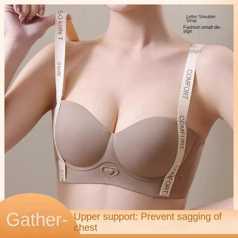 Sexy Bras Woman Intimates Lingerie Letter Small Chest Push Up Bra Female Wireless Bralette for Women Adjustment Underwear