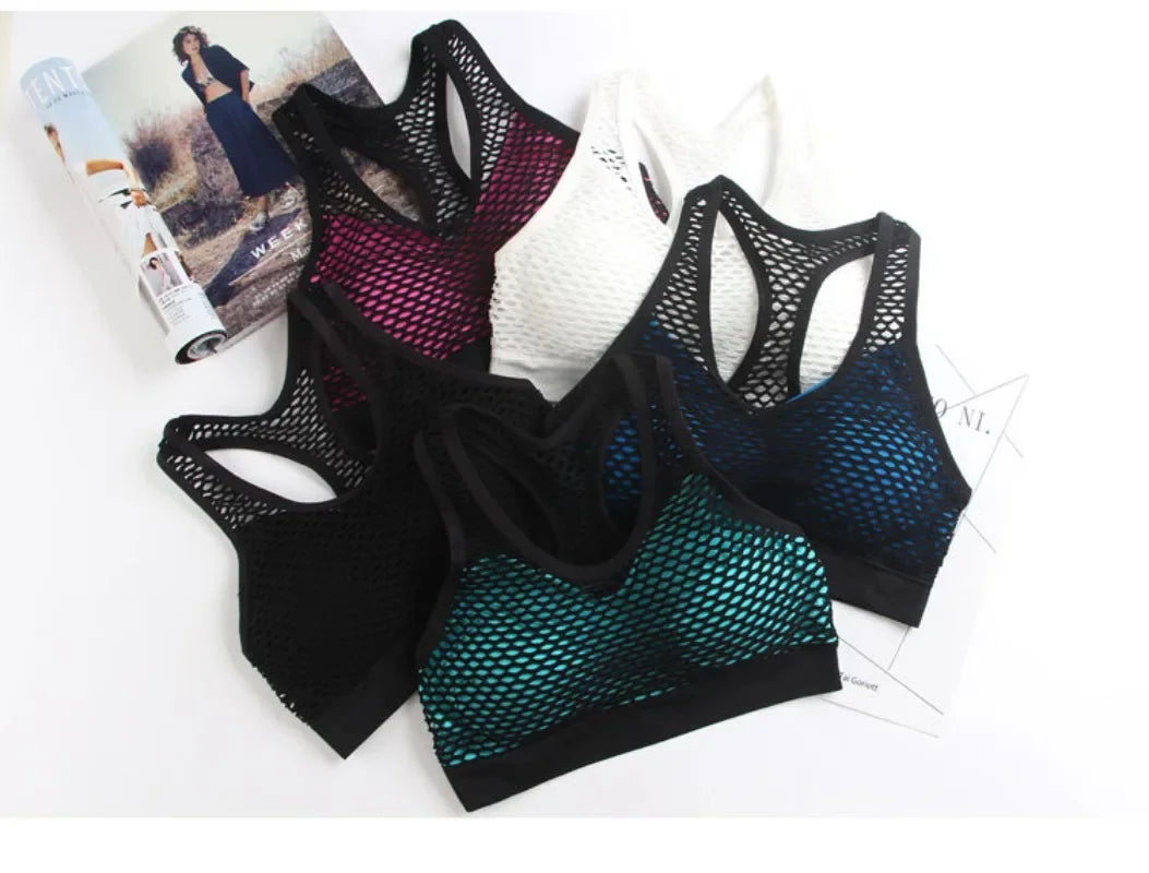 Women's Underwear New Sports BackStraplessHollowed OutChest WrappedColor BlockedYoga Shock-absorbing Bra Lingerie Sexy De Femmes