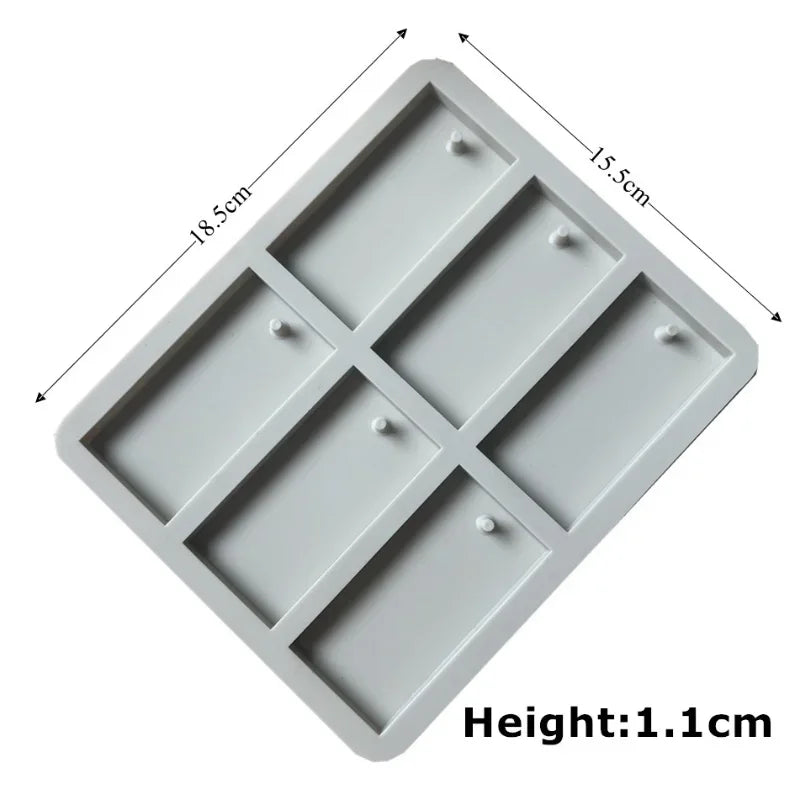 Silicone Wax Molds Rectangular Silicone Resin Molds Christmas Keychain Wax Mold Rectangle Epoxy Casting Mold with Hanging Hole f
