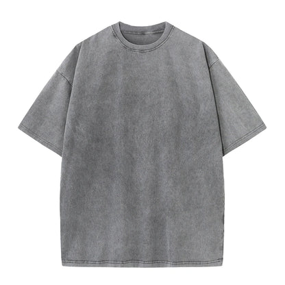 Men's Summer T-shirt 230G Heavy Cotton Vintage Washed T-Shirts Oversized Short Sleeve Loose Streetwear Short Sleeve Tops Tee