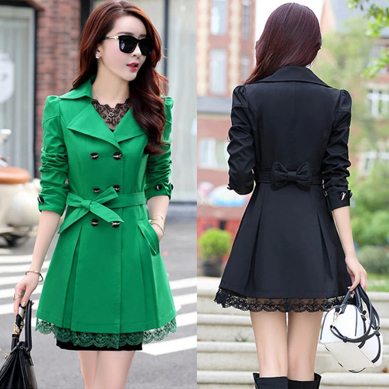 Fashionable Polo Collar Trench Coat for Women 30 40 50 Years Old Mothers Spring Autumn Mid Length Youthful Jacket