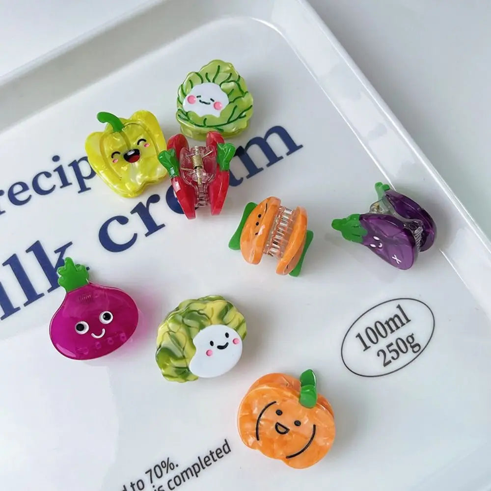 Cartoon Acetate Simulation Fruit Hair Clip Vegetable Series Small Grab Clip Mini Hair Claw Hair Accessories Geometry