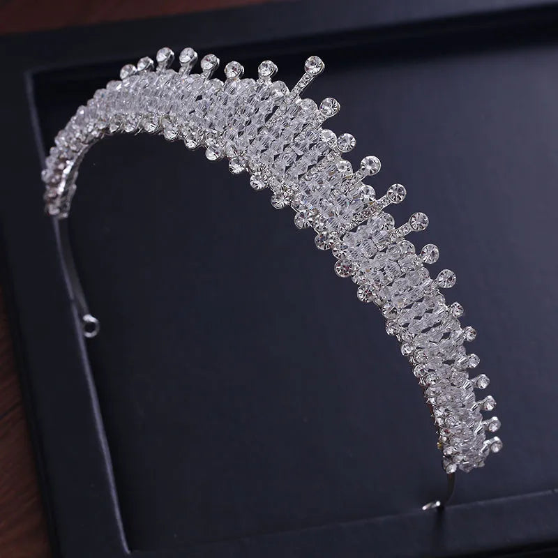CC Crown Headband Hairband for Women Jewelry Wedding Hair Accessories Princess Tiara Elegant Rhinestone Vocation Hairwear KC42