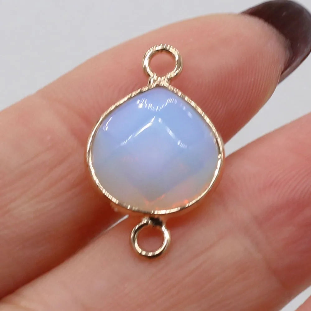 2pcs Natural Stone Connectors Fat Water Drop Pendant Charms for DIY Women Men Necklace Bracelets Jewelry Making Accessories