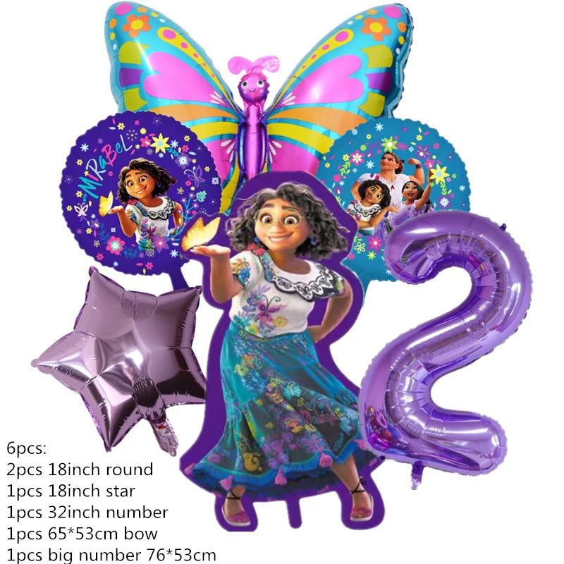 Disney Encanto Mirabel Isabella Party Balloons Set 32inch Purple Number Foil Balloons For Kids 1 2 3th Birthday Decor Air Globos