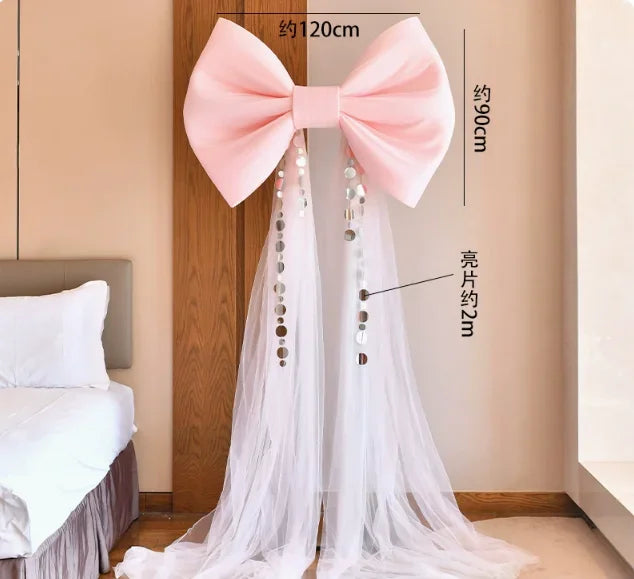 Giant Red Velvet Bow For Wedding Backdrops Engagement Wall Decoration, Hall Shop Window Display, Party Photography Props