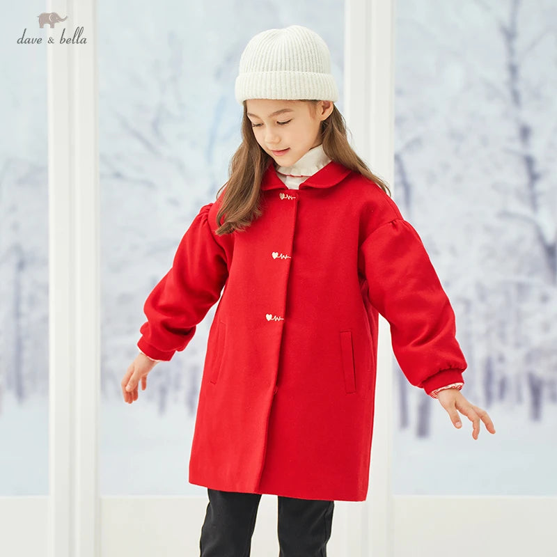 DK4224120 Dave Bella Winter Kids Girls Fashion Jacket  Pockets  Coat Children High Quality Outerwearar