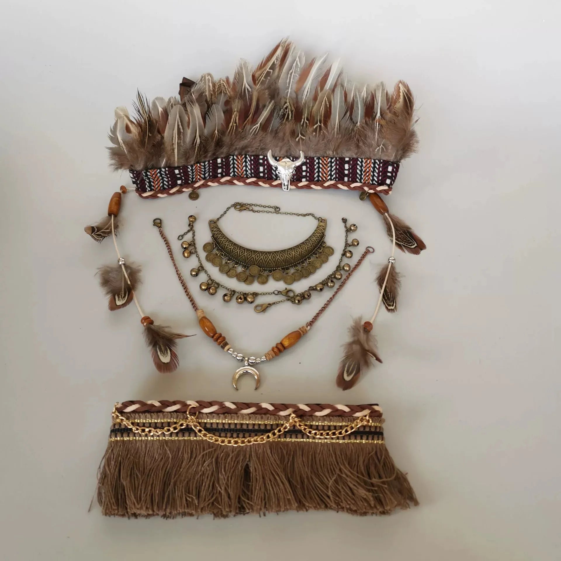 Pure Handmade For POP MART Vinyl Labubu Baby Clothes Chief Indian Style Clothes Big Baby 38cm Large Doll Only Clothe No Doll