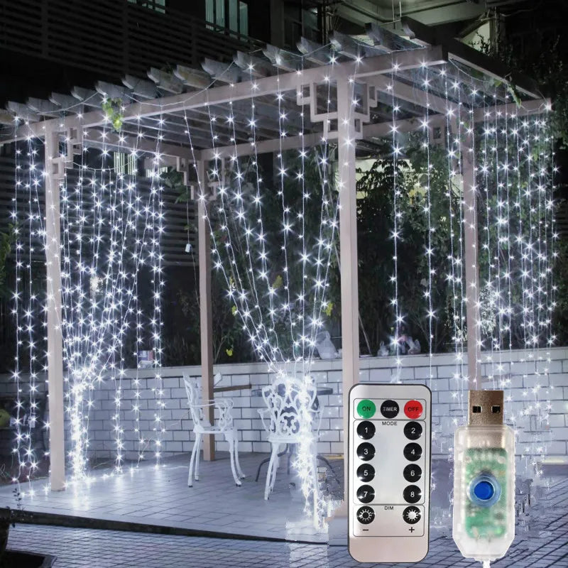 6M/3M USB LED Curtains Festoon Led Light Garlands New Year Christmas decorations Wedding Decor Outdoor Garden Lights