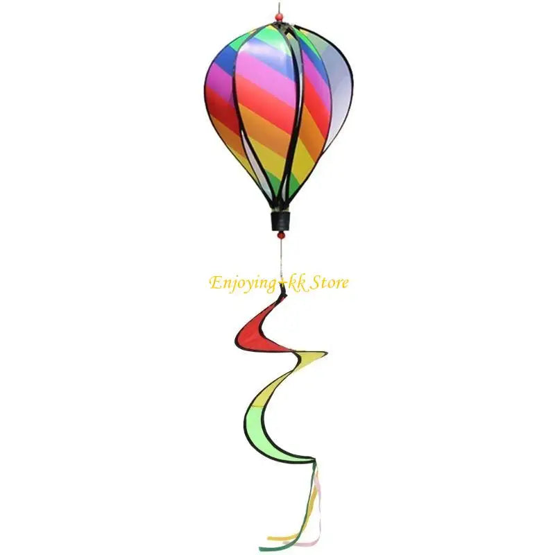 Q1JB Hot Air Balloon Wind Spinner Rainbow Pinwheel Garden Yard Lawn Decoration Gift