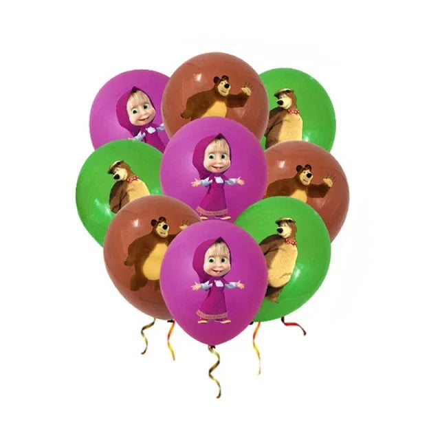 Cute Mashas and the Bear Party Balloons Party Decorations Cartoon Bear Party Favors Baby Shower Gifts For Kids Birthday Party