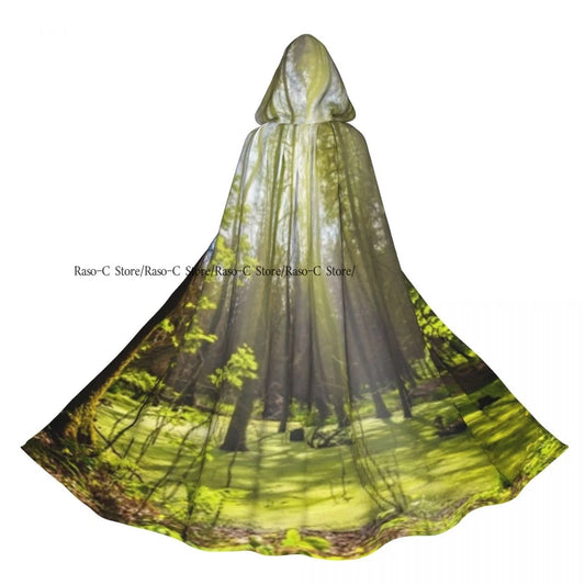 Hooded Cloak Unisex Cloak with Hood Beautiful Forest Landscape Cloak Vampire Witch Cape Cosplay Costume