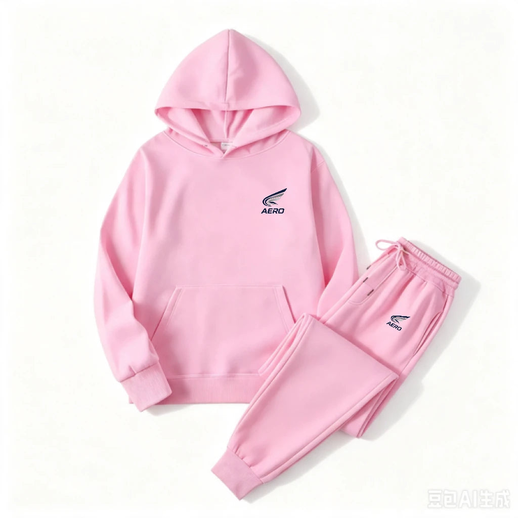 2026 Spring and Autumn Women's Casual Two-Piece Hooded Sweatshirt Women's Street Fashion Printed Sports Suit