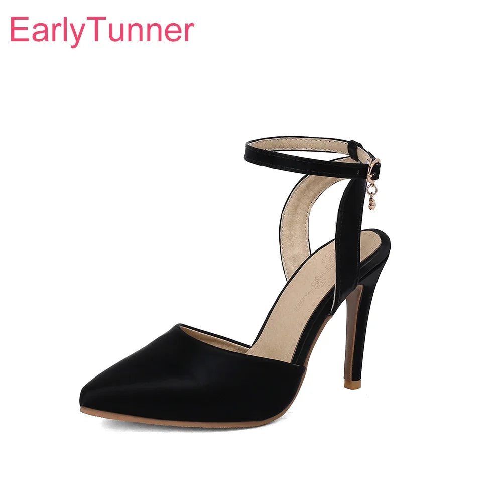 New Summer Elegant Black Green Women Nude Sandals Sexy High Heels Lady Slingback Shoes Plus Big Small Size  32 43 45 50