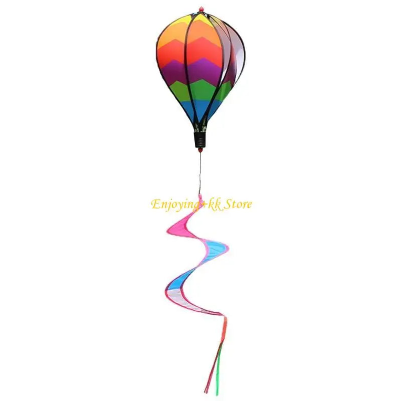 Q1JB Hot Air Balloon Wind Spinner Rainbow Pinwheel Garden Yard Lawn Decoration Gift