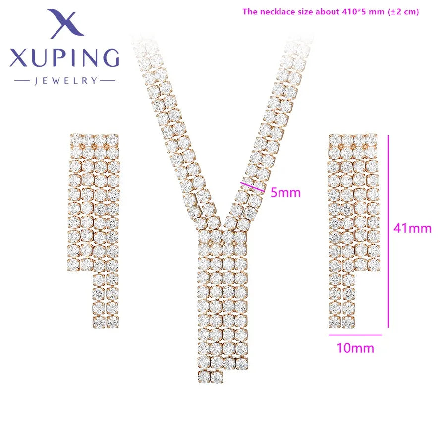 Xuping Jewelry New Arrival Fashion Luxury Trendy Pendant Necklace Earring Set for Women Christmas Party Gift X000872863
