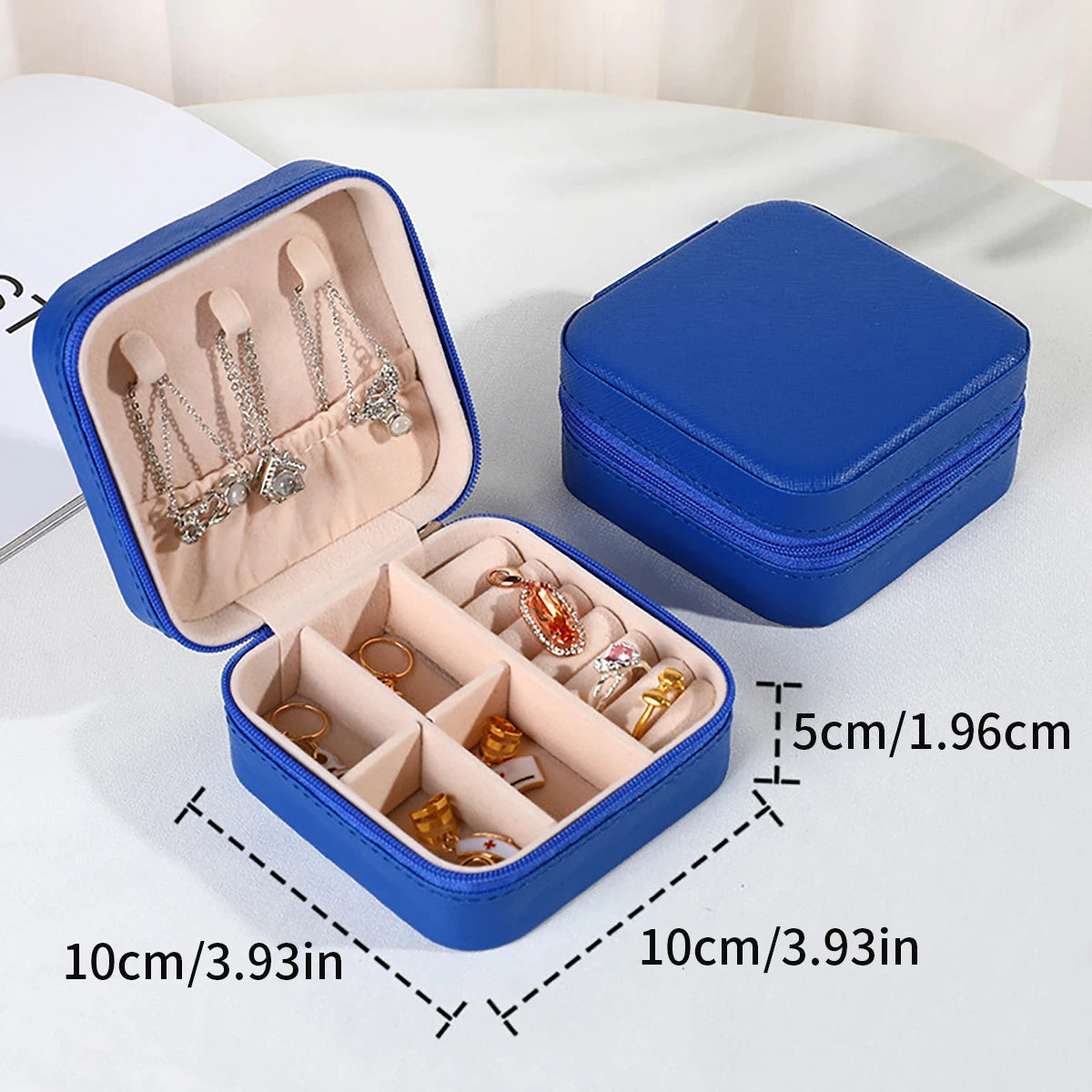 1PC Mini Fashion Travel Display Zipper Jewelry Storage Box Multifunctional For Necklace Bracelet Earrings Ring Storage Portable