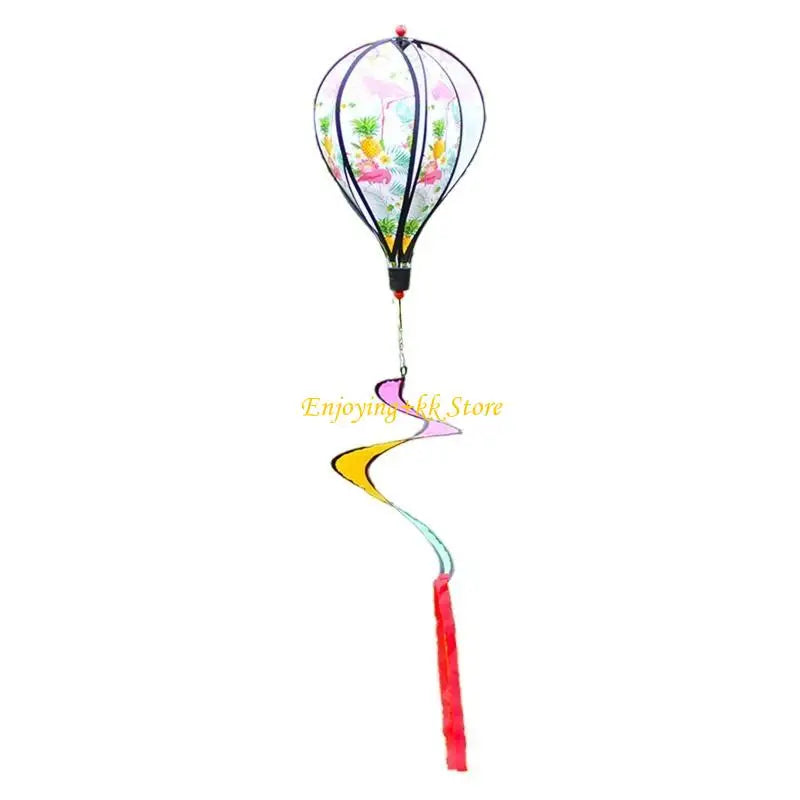 Q1JB Hot Air Balloon Wind Spinner Rainbow Pinwheel Garden Yard Lawn Decoration Gift