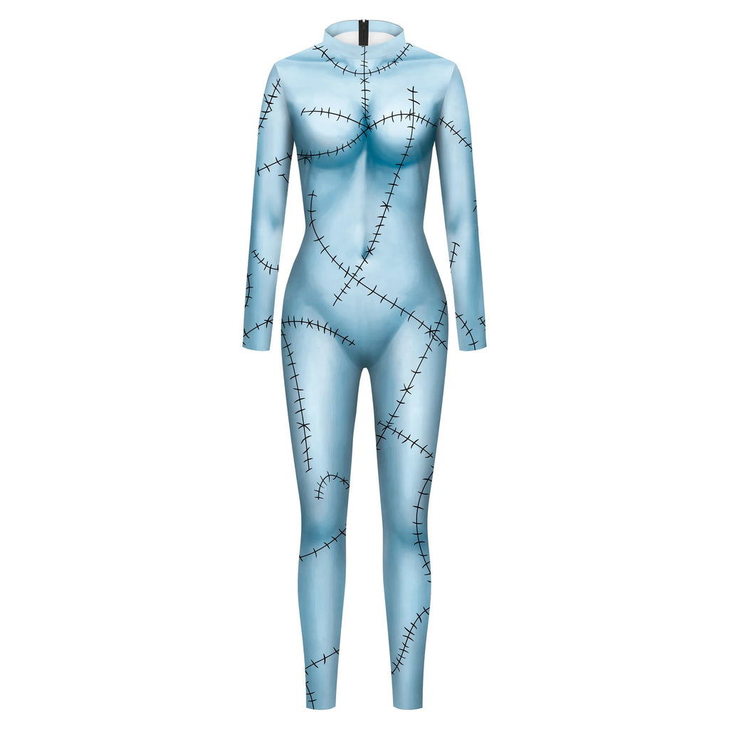 Party Adult Woman Disguise Sally Dress Leggings Cosplay Movie Scary Gothic Jumpsuit Role Play Carnival Halloween Costumes