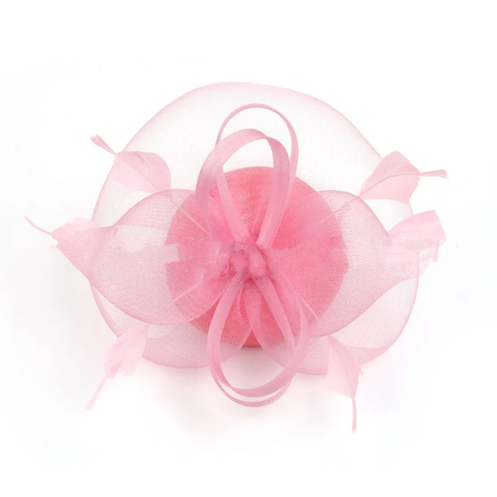 Fashion Feathers Mesh Fascinator Hat Elegant Exquisite Veil Hat Headwear Hair Hoop Sweet Bride Headband Cocktail Party