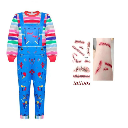 Halloween Child's Play Cosplay Bride of Chucky Costume for Kids Boy Girls Funny Horror Scary Birthday Party Christmas Costume
